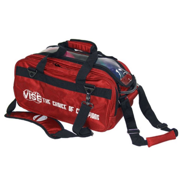Vise 2 Ball Clear Top Tote Roller Bowling Bag Red