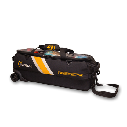 900 Global 3 Ball Travel Tote Pro Black/Gold Bowling Bag
