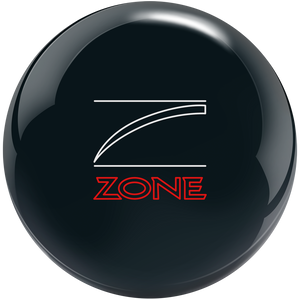 Black bowling ball with 'Zone' logo on a white background
