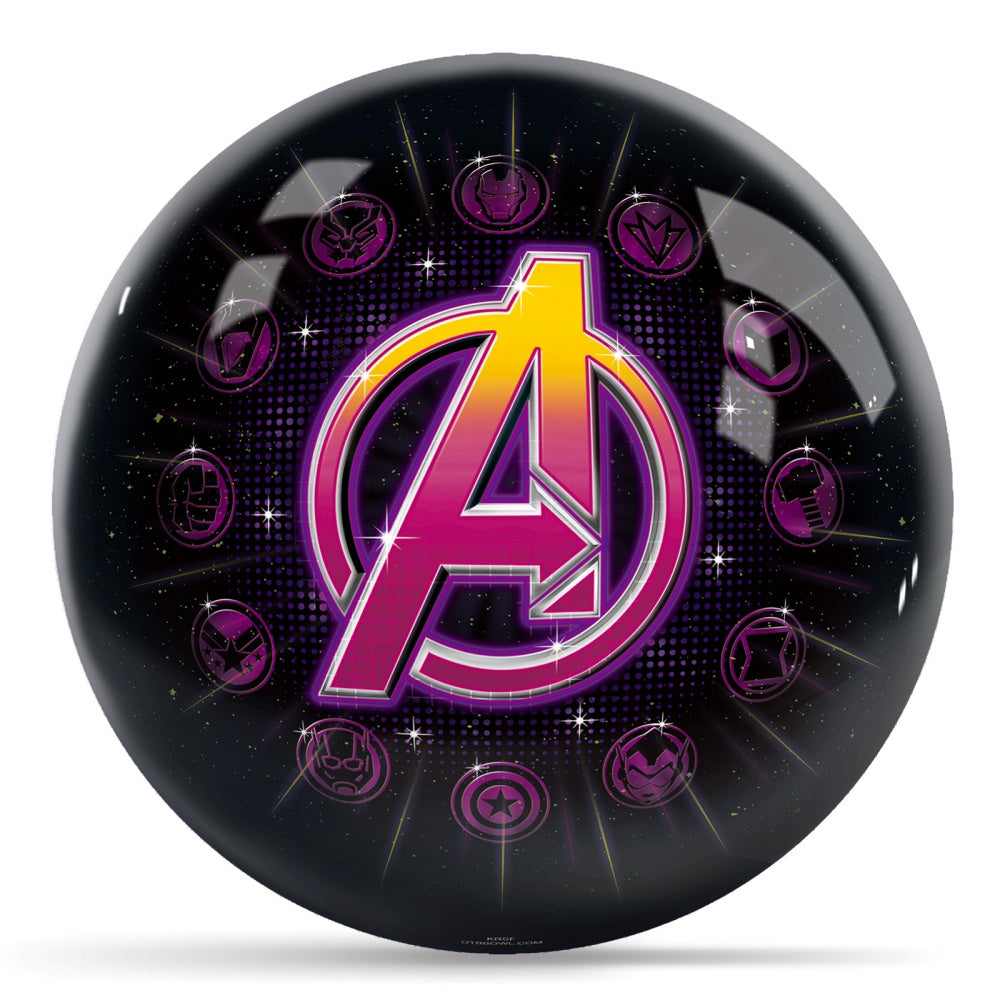 Marvel Avengers Logo with Characters Bowling Ball Side 1 & 2