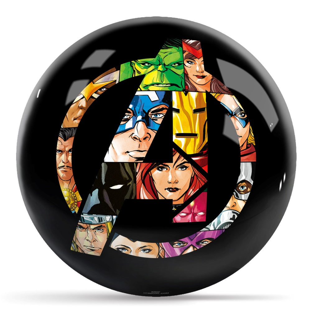 Marvel Avengers Logo with Characters Bowling Ball Side 1 & 2