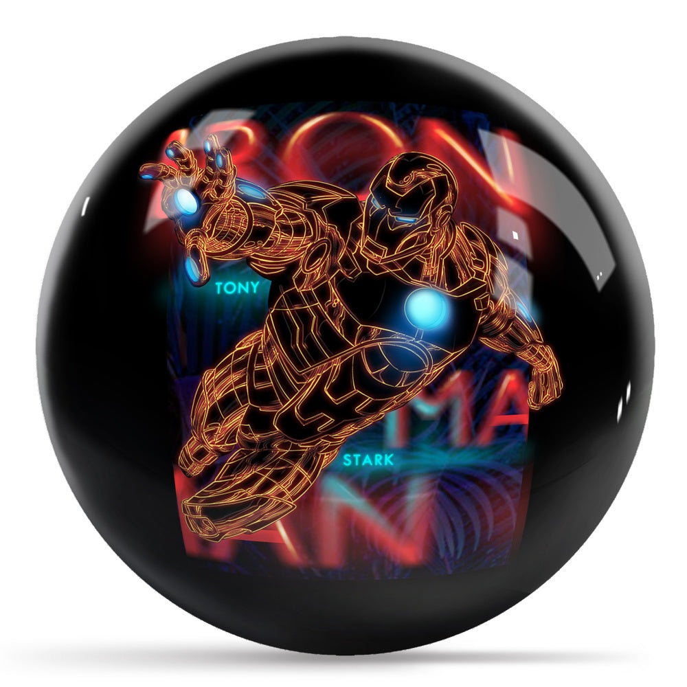 Avengers Neon Iron Man Bowling Ball Side 1 & 2
