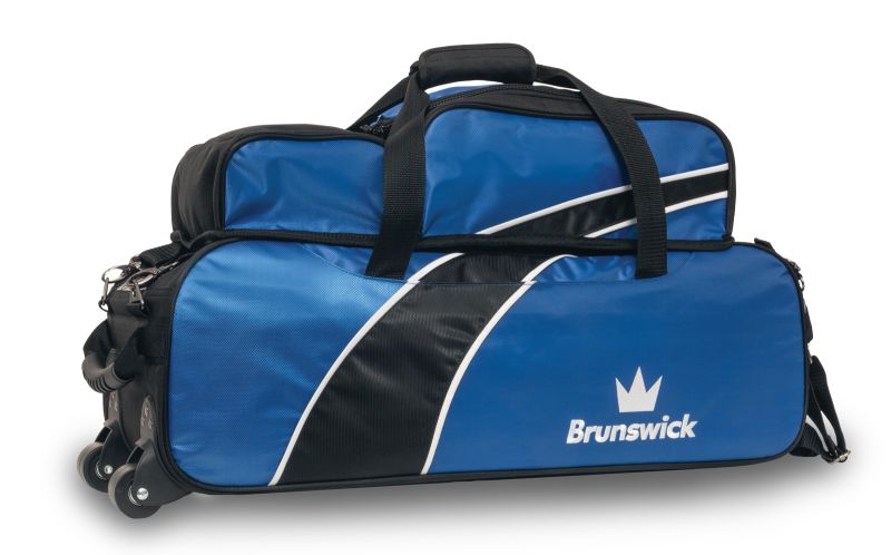 Brunswick Edge 3 Ball Tote With Pouch Bowling Bag Blue