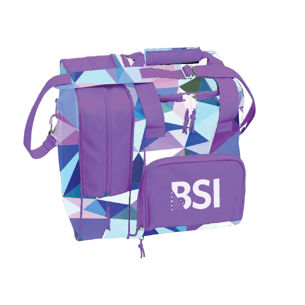 BSI Deluxe 1 Ball Tote Bowling Bag Pink/Purple Triangles
