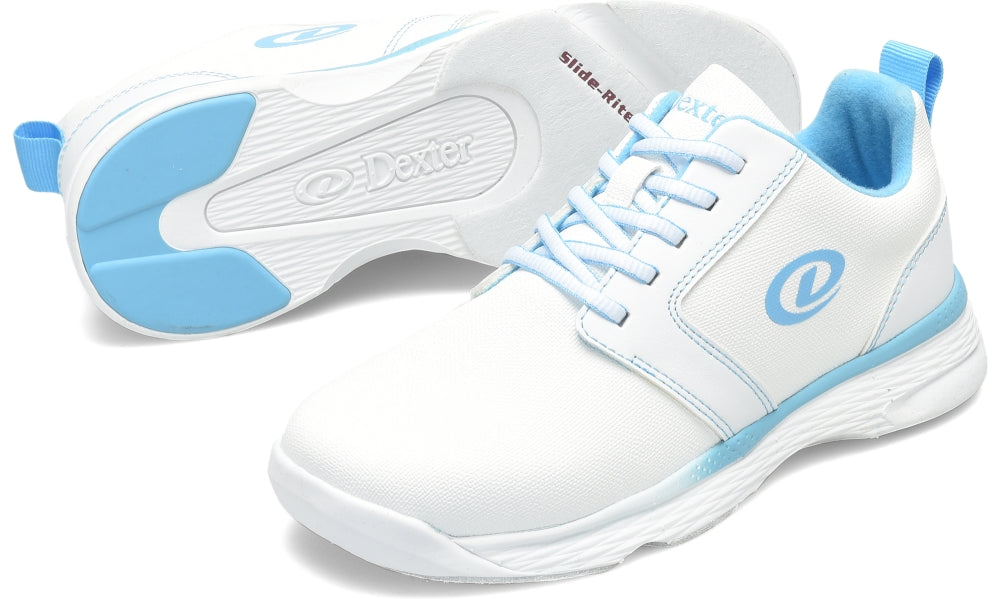 Dexter Raquel LX White/Blue Women's Bowling Shoes Set Up