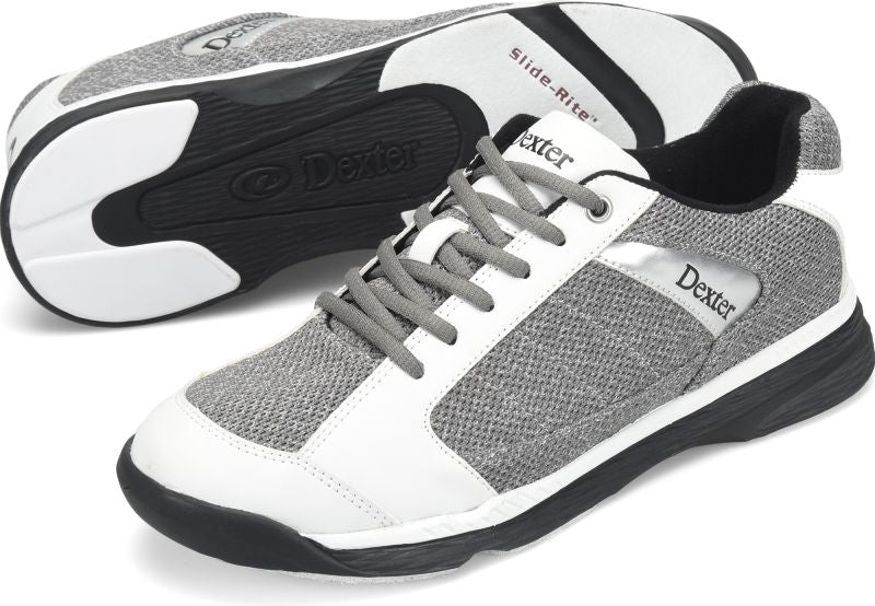 Dexter Men's Wyoming Light Grey/White Knit Bowling Shoes Set Up