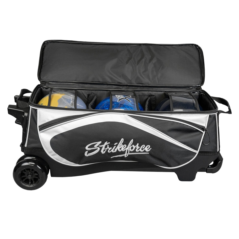 KR Strikeforce Drive 3 Ball Roller Bowling Bag Black/White Ball Detail