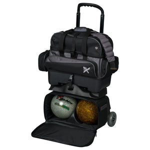 KR Strikeforce Konvoy Black/Carbon 4-Ball Bowling Roller Bag Ball Detail