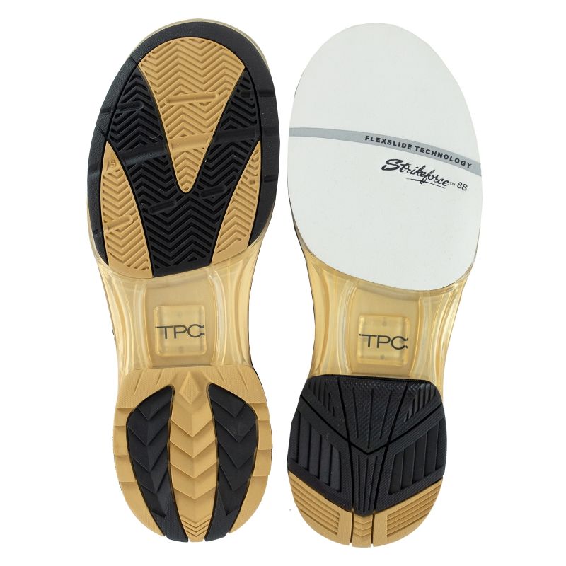 KR Strikeforce Unisex TPC Alpha Black/Gold Right Hand Bowling Shoes Outsoles