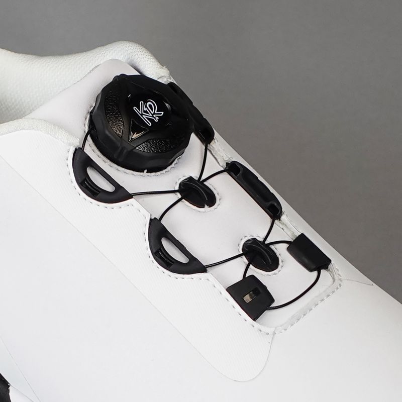 KR Strikeforce Unisex TPC Hype White/Black/Sky Left Hand Bowling Shoes FT Detail