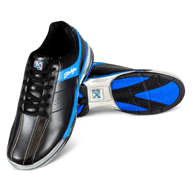 KR Strikeforce Men's TPU Revival Black/Royal Right Hand Bowling Shoes Set Up