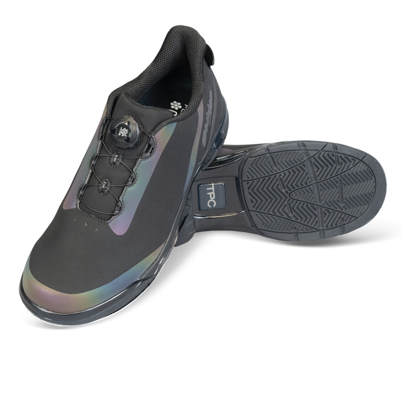 KR Strikeforce TPC Hype Black/Iridescent Unisex Bowling Shoes Set Up 2