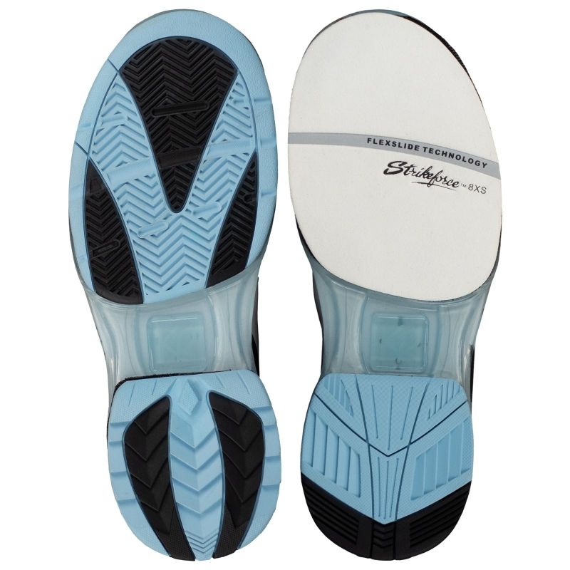 KR Strikeforce Unisex TPC Hype White/Black/Sky Left Hand Bowling Shoes Outsoles