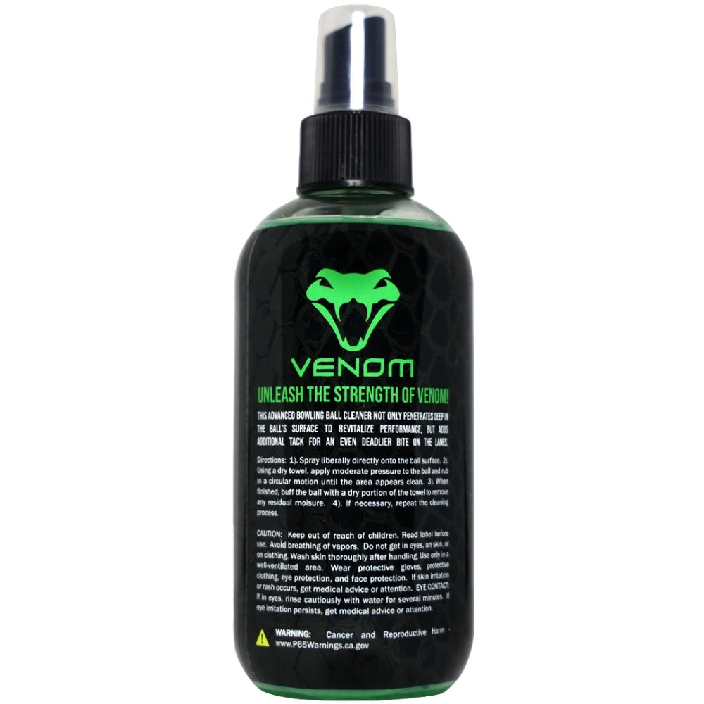 Motiv Venom Bowling Ball Cleaner 8 oz. Bottle Back Label