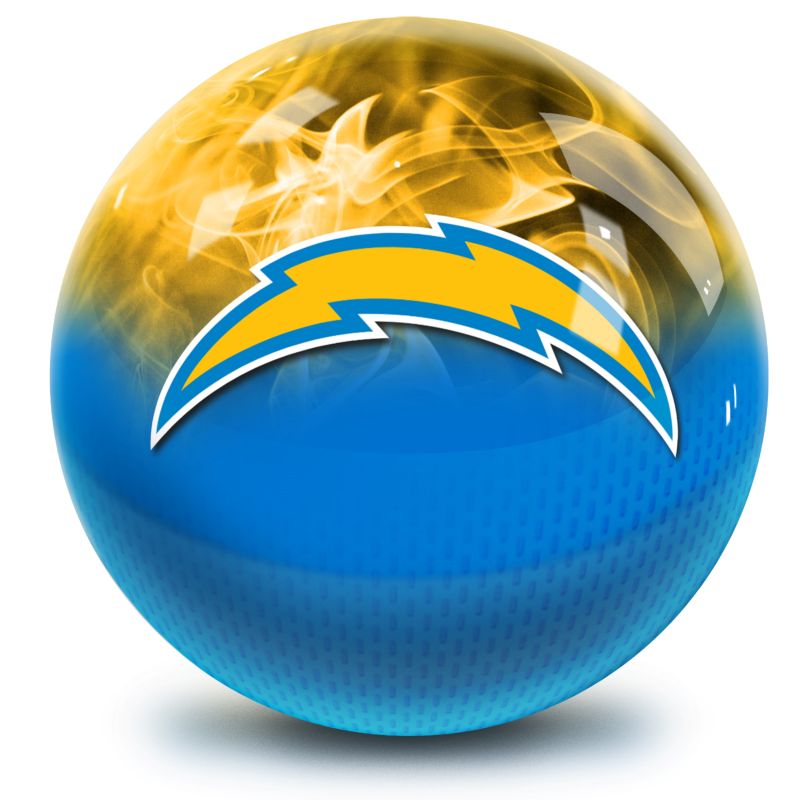 NFL Los Angeles Chargers On Fire Bowling Ball Front