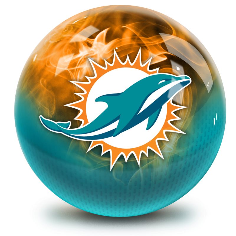 NFL Miami Dolphins On Fire Bowling Ball Front