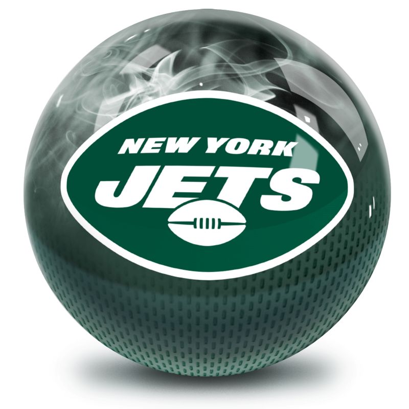 NFL New York Jets On Fire Bowling Ball Front