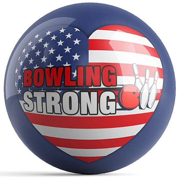OnTheBall Bowling Strong US Heart Bowling Ball Front
