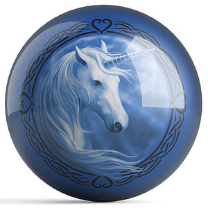 OnTheBall Anne Stokes Celtic Unicorn / Blue Moon Bowling Ball Front