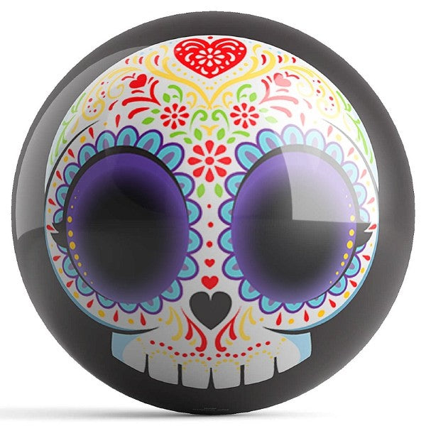 OnTheBall Brandon Starr Black Sugar Skull Bowling Ball Front