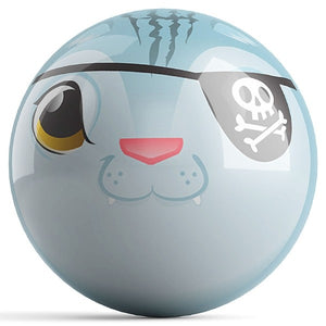 OnTheBall Brandon Starr Blue Pirate Cat Bowling Ball Front