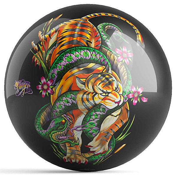 OnTheBall J. Danger Tiger Snake Bowling Ball Front