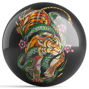 OnTheBall J. Danger Tiger Snake Bowling Ball Back