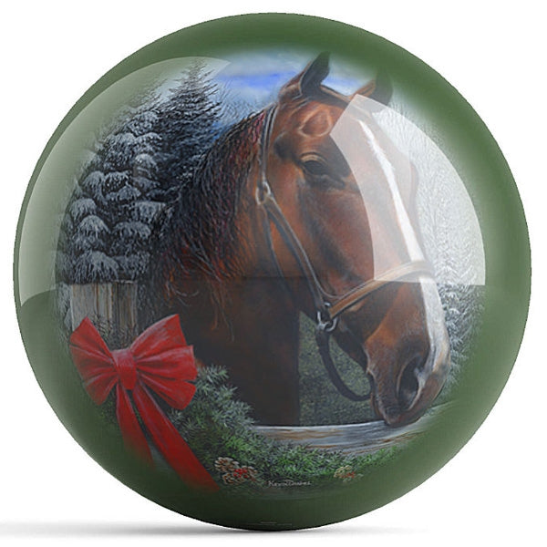 OnTheBall Kevin Daniel Holiday Horse Bowling Ball Front