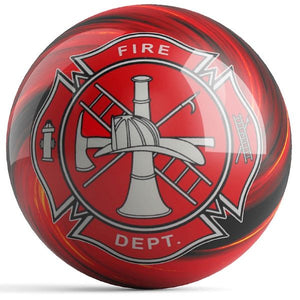 OnTheBall Fire Dept Red Bowling Ball Back