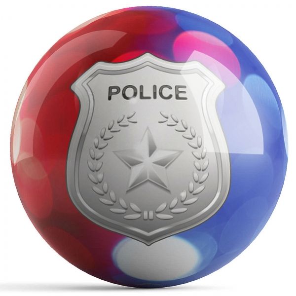 OnTheBall Police Dept Red & Blue Lights Bowling Ball Front