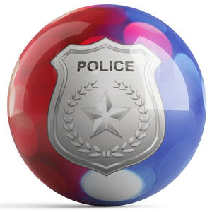 OnTheBall Police Dept Red & Blue Lights Bowling Ball Front