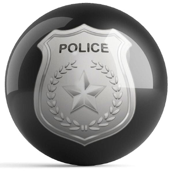 OnTheBall Police Dept Shield Black Bowling Ball Front