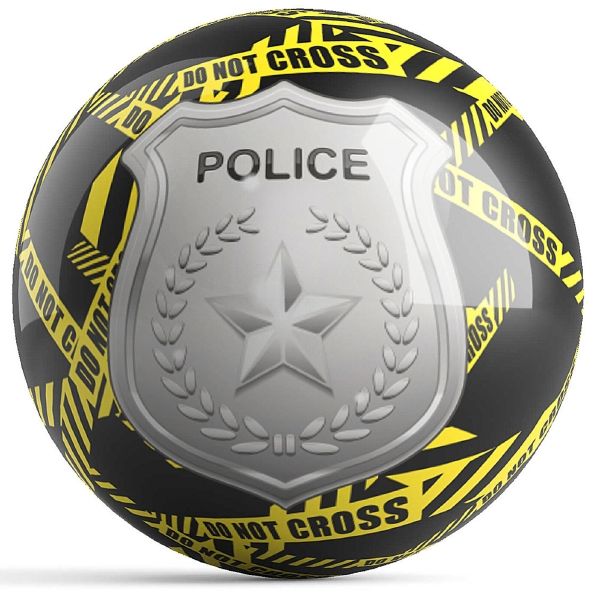 Police Dept Yellow Tape Bowling Ball Front