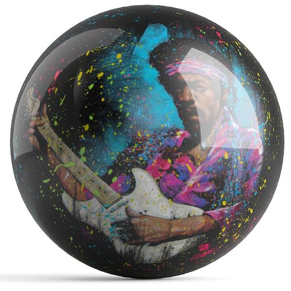 OnTheBall Get Down Art Stephen Fishwick Jimi Electric Glow Bowling Ball Back