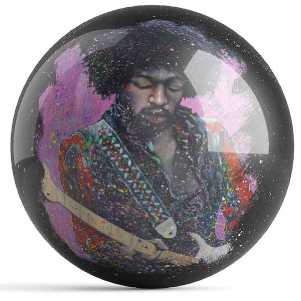 OnTheBall Get Down Art Stephen Fishwick Jimi Hendrix Bowling Ball Front