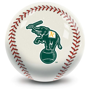 MLB Oakland Athletics Baseball Bowling Ball Back