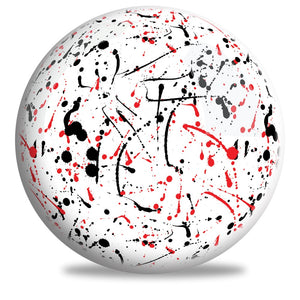 OTB White/Black/Red Splash Bowling Ball Front & Back Design