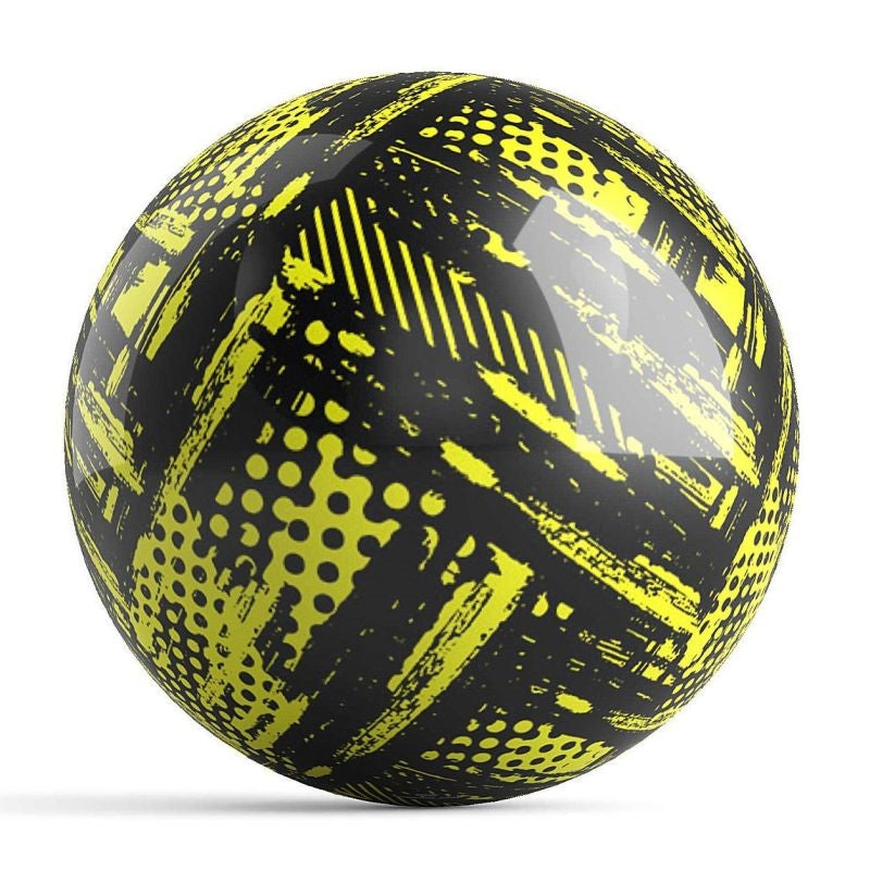 OnTheBall Custom Yellow Black Geometric Bowling Ball