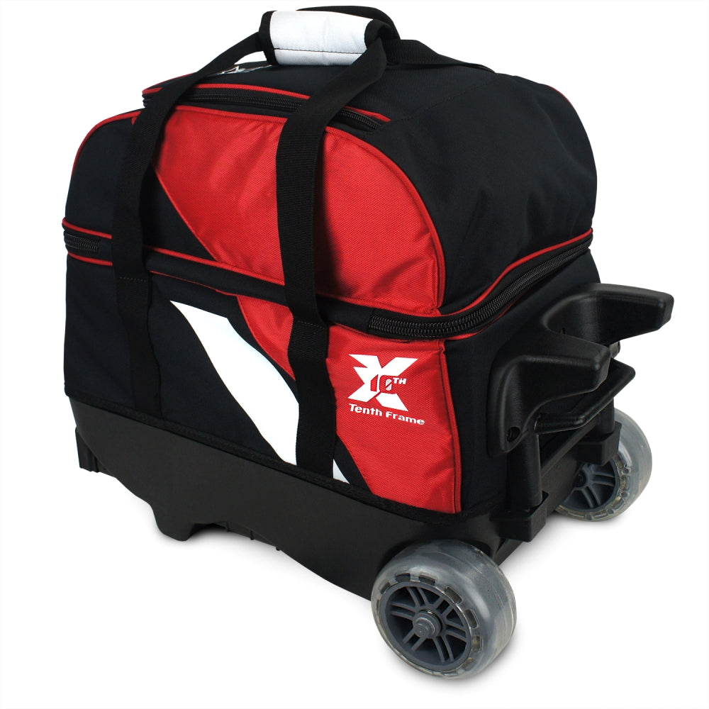 Tenth Frame Deluxe 2 Ball Roller Bowling Bag Red Rear Detail
