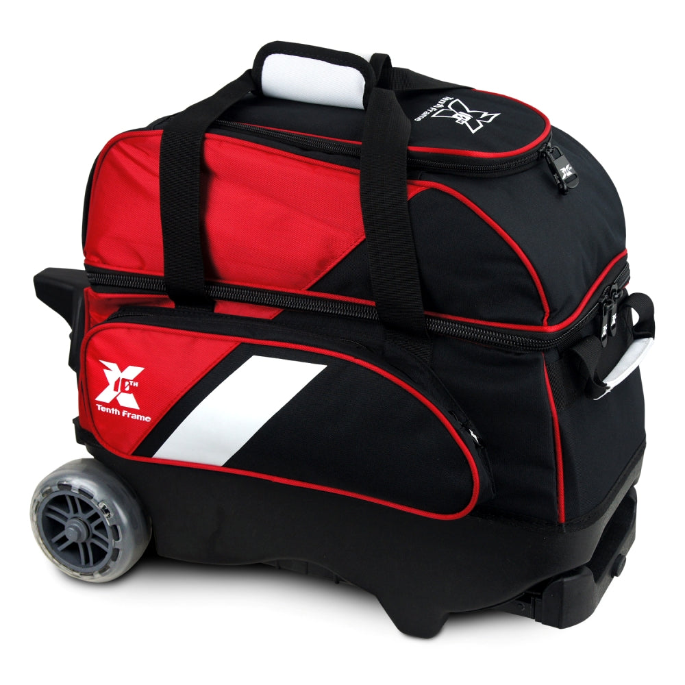 Tenth Frame Deluxe 2 Ball Roller Bowling Bag Red Side View