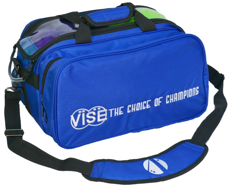 Vise 2 Ball Clear Top Tote Plus Bowling Bag Blue